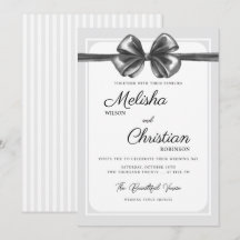Faire-part de mariage à ruban noir luxueux.