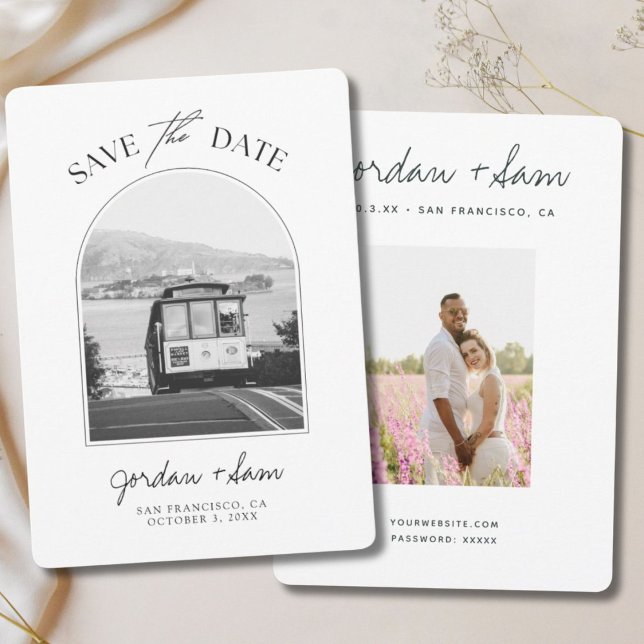 Faire-part de mariage à San Francisco Trolley Noir (San Francisco Trolley Black & White Save the Date Invitation
)