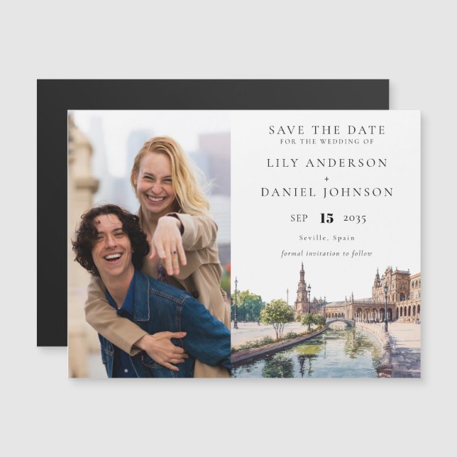 Faire-part de mariage à Séville avec photo (Devant / Derrière)