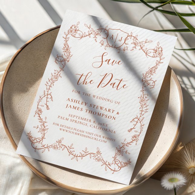Faire-part de mariage à terracotta Rose rampante (Créateur téléchargé)