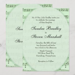 Faire-part de mariage à thème de musique en feuill
