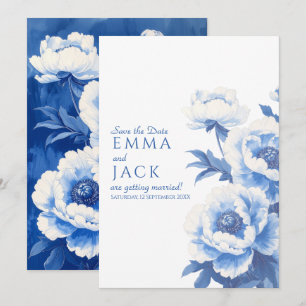Faire-part de mariage à thème floral Bleu Péonie p