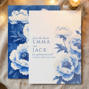 Faire-part de mariage à thème floral Bleu Péonie p