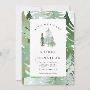 Faire-part de mariage à thème forêt aquarelle pour
