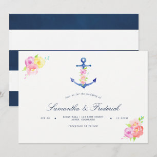 Faire-part de mariage à thème nautique à l'aquarel