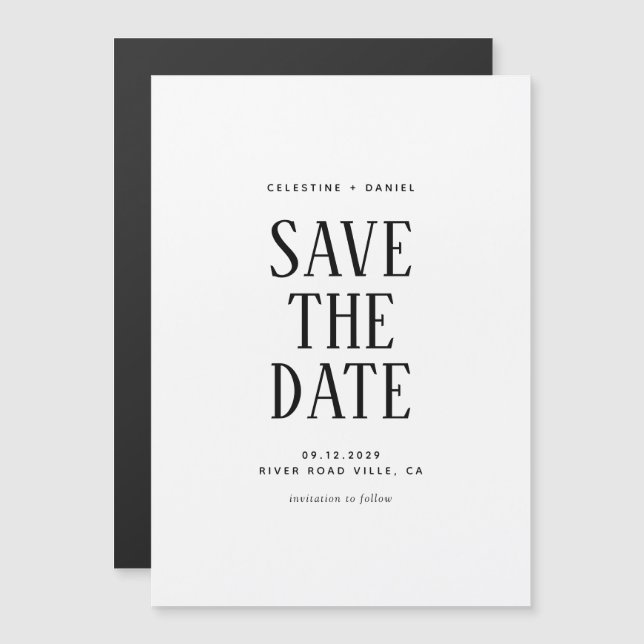 Faire-part de mariage à typographie classique (Devant / Derrière)