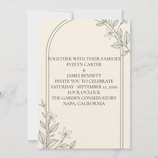 Faire-part de mariage à typographie grande olive b (Devant)