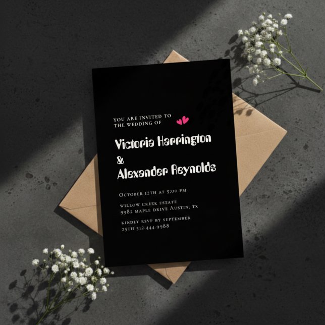 Faire-part de mariage à typographie noire minimale (Créateur téléchargé)