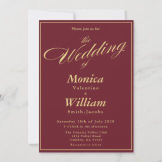 Faire-part de mariage à typographie Script Bourgog