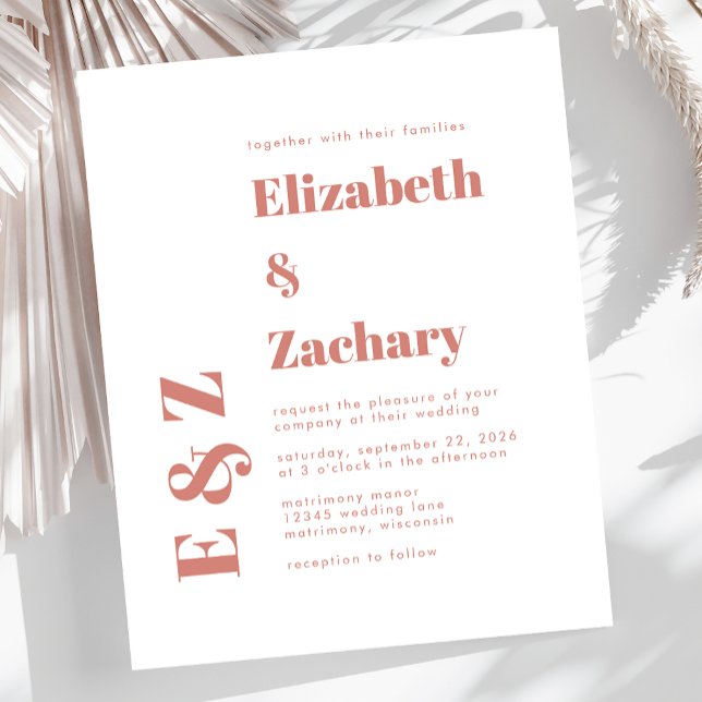 Faire-part de mariage à typographie terracotta gra (Créateur téléchargé)
