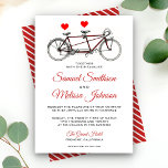 Faire-part de mariage à vélo vintage Tandem<br><div class="desc">Invitation vos invités avec cette faire-part de mariage mignonne avec une belle bicyclette tandem avec deux coeurs rouges. Ajoutez simplement les détails de votre événement sur ce modèle facile à utiliser pour en faire une invitation unique.</div>