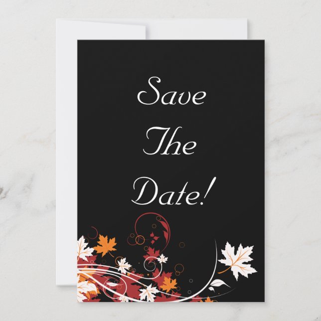 Faire-part de mariage abstrait de feuilles d'autom (Devant)