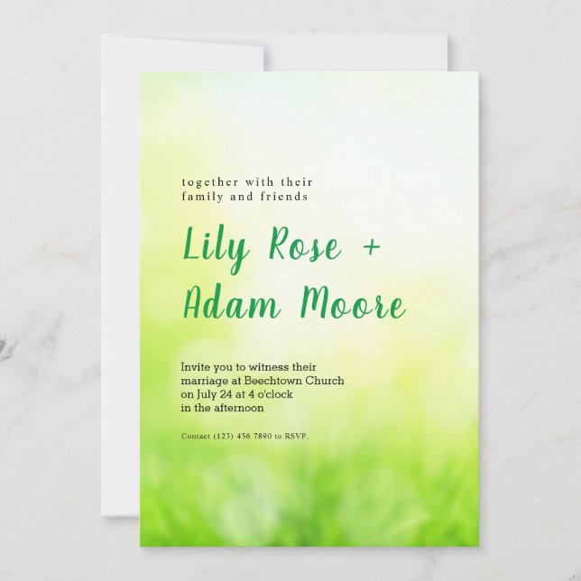 Faire-part de mariage Abstrait de prairie verte de (Devant)