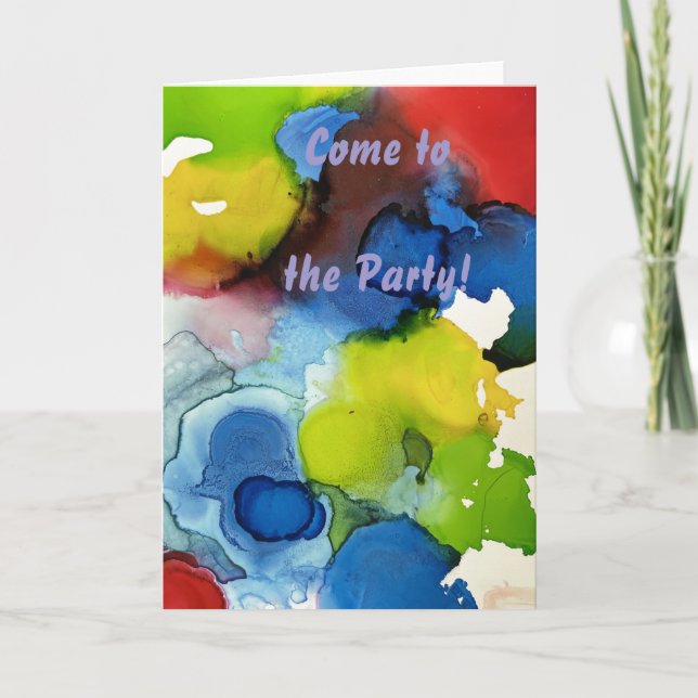 Faire-part de mariage abstrait en encre d'art - Rh (Devant)