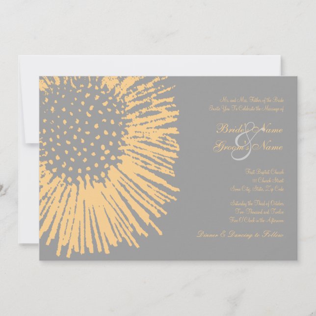 Faire-part de mariage Abstrait jaune et gris (Devant)
