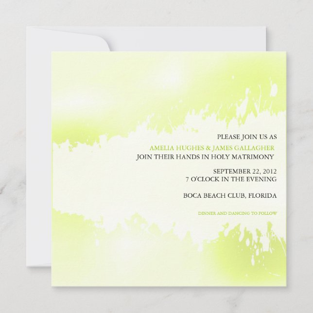 Faire-part de mariage abstrait Lime Green (Devant)