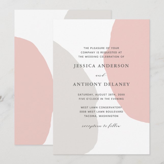 Faire-part de mariage Abstrait simple et moderne (Devant / Derrière)