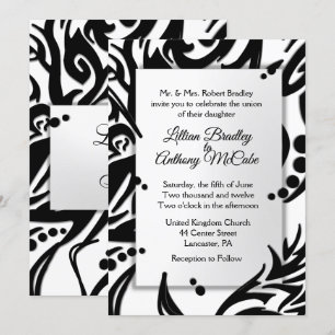 Faire-part de mariage Abstraite tribale noire et b