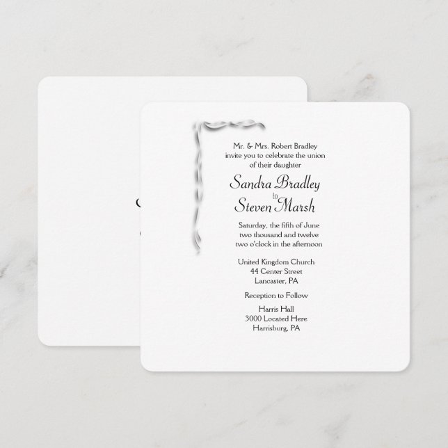 Faire-part de mariage Accent blanc (Devant / Derrière)