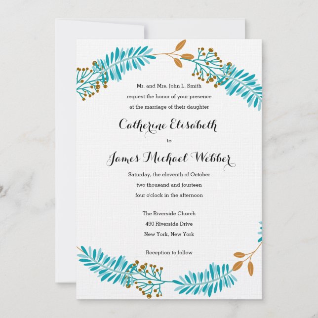 Faire-part de mariage accueilli par les parents de (Devant)