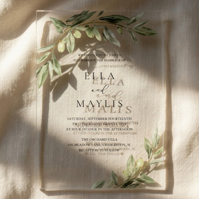 Faire-part de mariage Acrylic Olive Branch  (Créateur téléchargé)