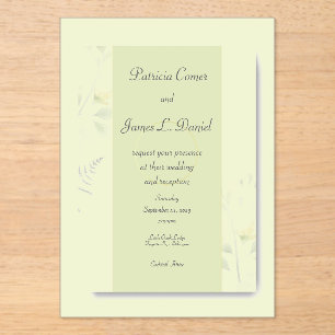 Faire-Part de Mariage Acrylique Feuilles Vertes en