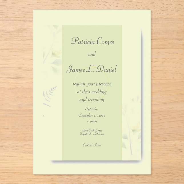Faire-Part de Mariage Acrylique Feuilles Vertes en (Recto)