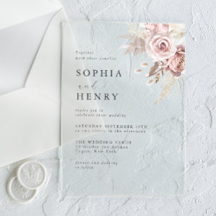 Faire-part de mariage acrylique florale souple