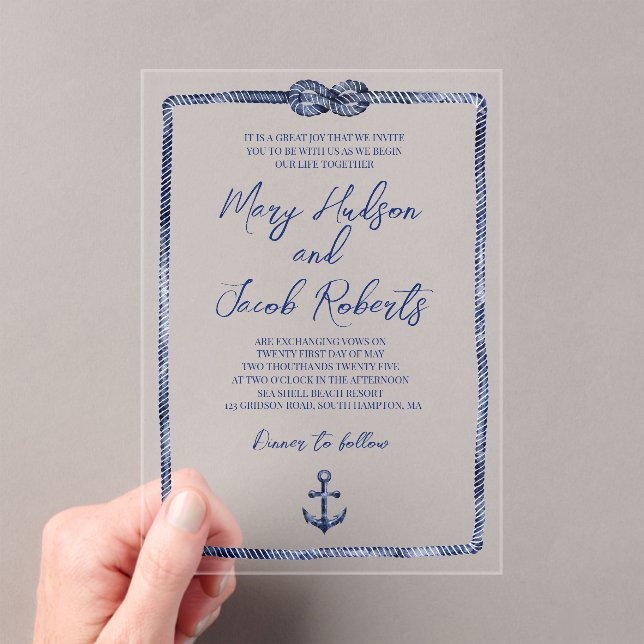 Faire-part de mariage acrylique marine côtière (In situ (ordinateur de poche))