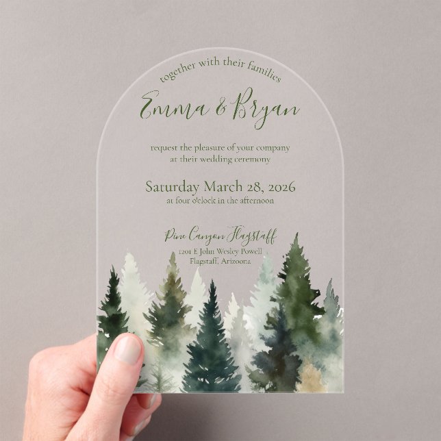 Faire-part de mariage | Acrylique | Pins de la for (In situ (ordinateur de poche))
