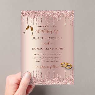 Faire-part de mariage acrylique rose Parties scint