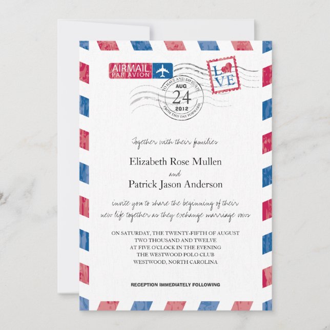 Faire-part de mariage Airmail (Devant)