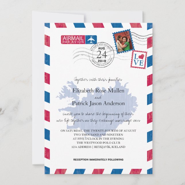 Faire-part de mariage Airmail Islande (Devant)