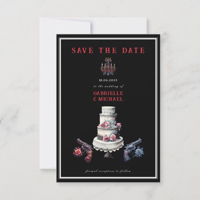 Faire-Part de Mariage Alternative Gothique Occiden (Devant)