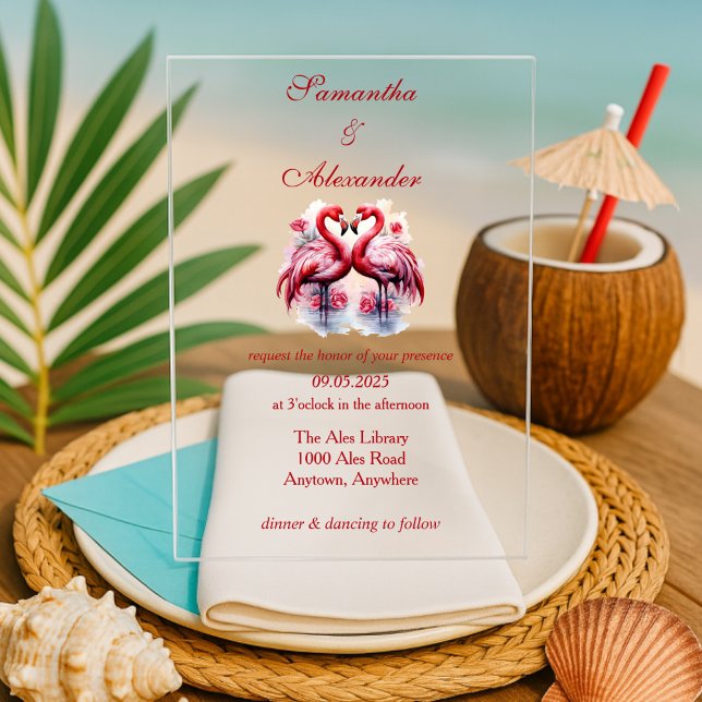 Faire-part de mariage Amour de Flamant Tropical (Créateur téléchargé)