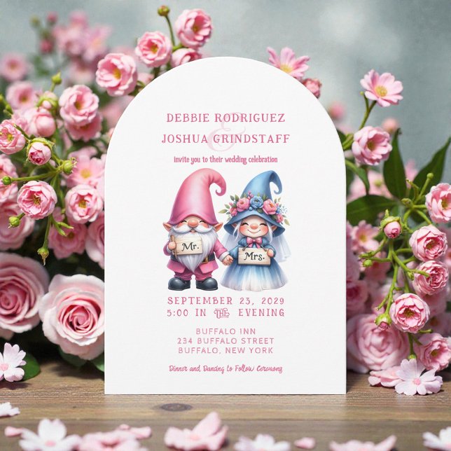 Faire-part de mariage amusant aux gnomes fantaisis (Créateur téléchargé)