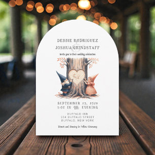 Faire-part de mariage amusant aux gnomes fantaisis