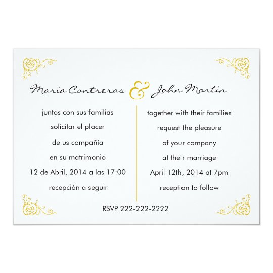 Faire Part De Mariage Anglais Espagnol Bilingue Zazzle Fr