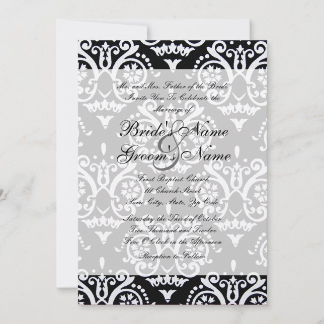Faire-part de mariage anglais noir et blanc (Devant)