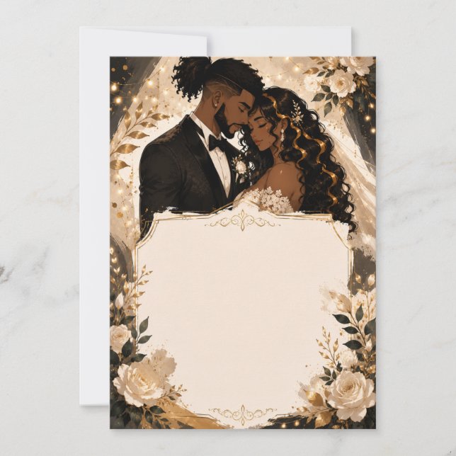 Faire-part de mariage anime pour couple noir (Devant)