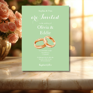 Faire-part de mariage anneaux de mariage vert saug
