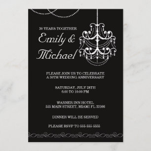 Faire-part de mariage anniversaire lustre noir