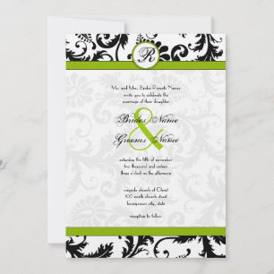 Faire-part de mariage Apple Green Damask Swils