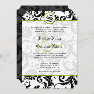 Faire-part de mariage Apple Green Damask Swils