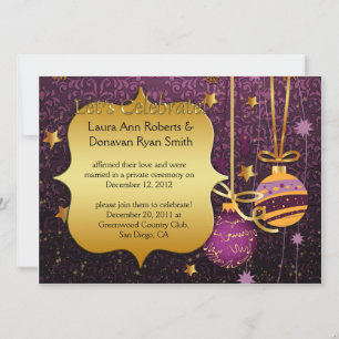 Faire-part de mariage après Noël en or violet