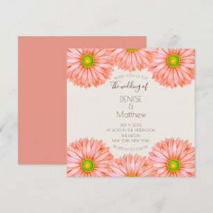 Faire-part de mariage Apricot Gerbera de 5,25 po x