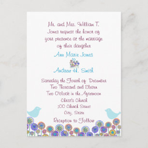 Faire-part de mariage Aqua Blue & Plum Swirls