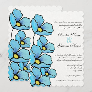 Faire-part de mariage Aqua Blue Poppy Flowers