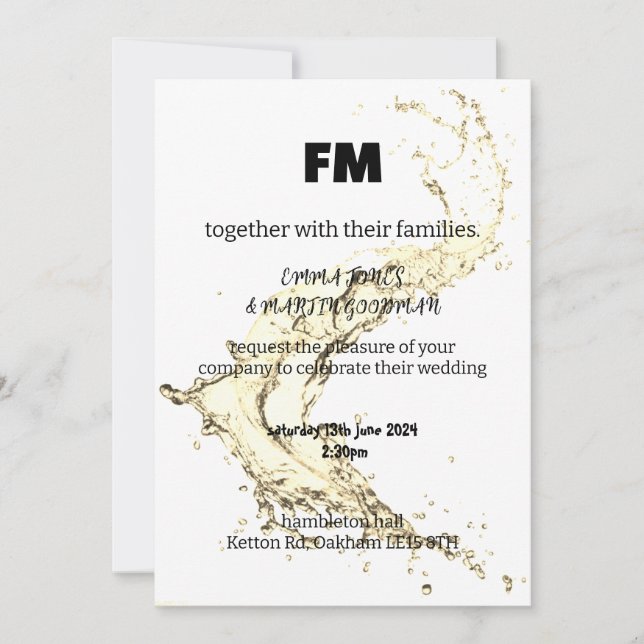 Faire-part de mariage aquarelle (Devant)