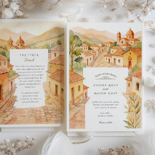 Faire-part de mariage aquarelle Barichara Colombie